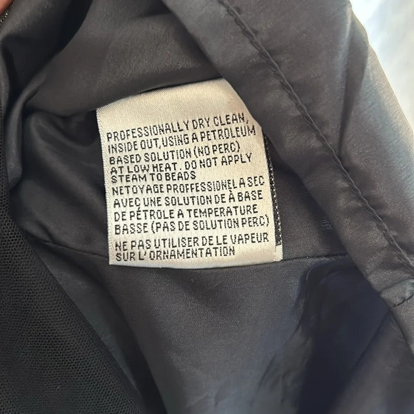 Anthropologie Yoana Baraschi Fit & Flare dress Gray Cream Beaded Ruffle - Picture 10 of 11